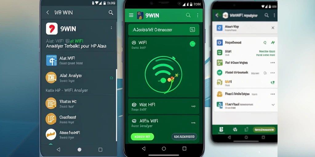 Antarmuka 9WIN menampilkan analisis jaringan WiFi yang komprehensif.