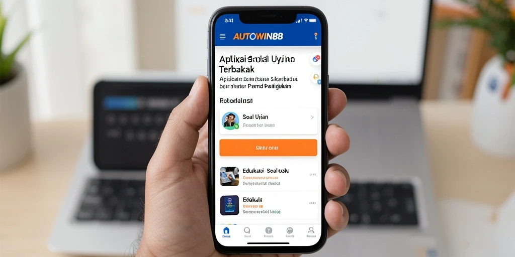 Tampilan utama aplikasi AUTOWIN88 dengan fungsi Soal Ujian yang interaktif.
