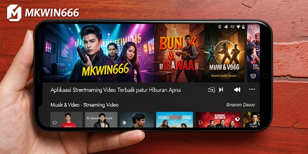 Antarmuka aplikasi MKWIN666 dengan pilihan video berkualitas tinggi.