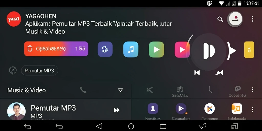 Tampilan antarmuka YAGAOHEN saat memutar musik dengan fitur canggih.